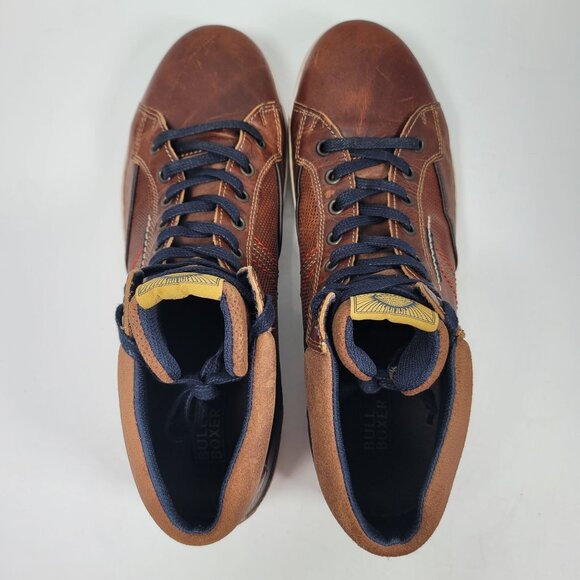 Bullboxer Men's Brown Leather High Top Sneakers US Size 12 - Picture 5 of 10